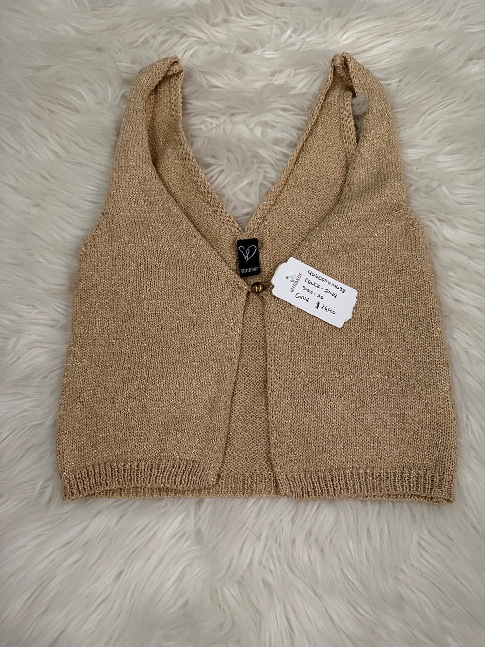 Windsor Gold Knit V-Neck Crop Tank